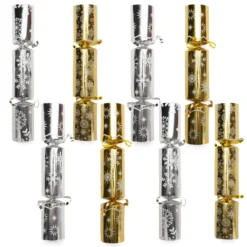 8pcs No Push Bubble Gold And Silver Snowflake Christmas Cracker