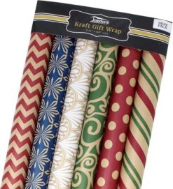 6Pcs Kraft Wrapping Paper 30in -Christmas Favors Shop 10273 6 600x658 1