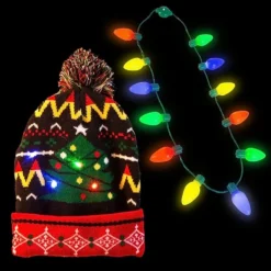 Christmas Necklace With Light Up Beanie 9 Christmas Necklace With Light Up Beanie -Christmas Favors Shop 12 Bulb Necklace with Light Up Hat 2 Pack 2