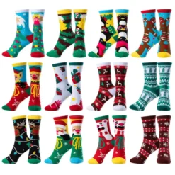 12 Pairs Cotton Christmas Socks