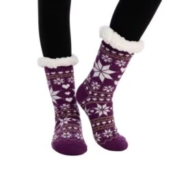 2pcs Women Soft Fuzzy Slipper Socks Navy Blue & Purple -Christmas Favors Shop 12326 6 scaled 1 600x600 1