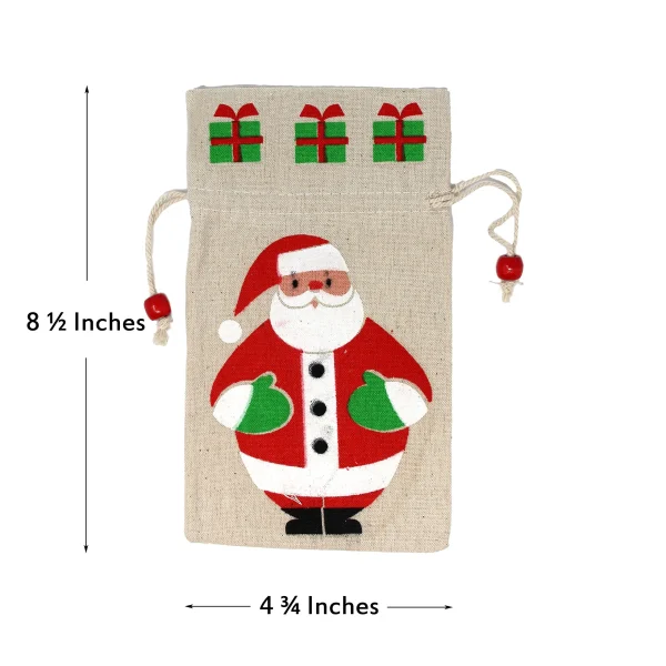 12pcs Assorted Christmas Canvas Drawstring Gift Bags 6 12pcs Assorted Christmas Canvas Drawstring Gift Bags - Image 4