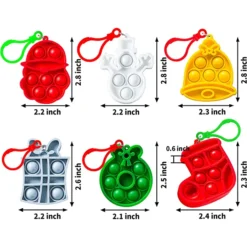 12pcs Christmas Silicone Sensory Bubble Push Bubble Toy -Christmas Favors Shop 12Pcs Christmas Fidget Toy Stress Relief Set with 6 Designs 2in 2 1