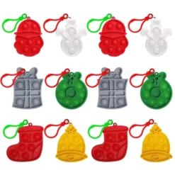 12pcs Christmas Silicone Sensory Bubble Push Bubble Toy