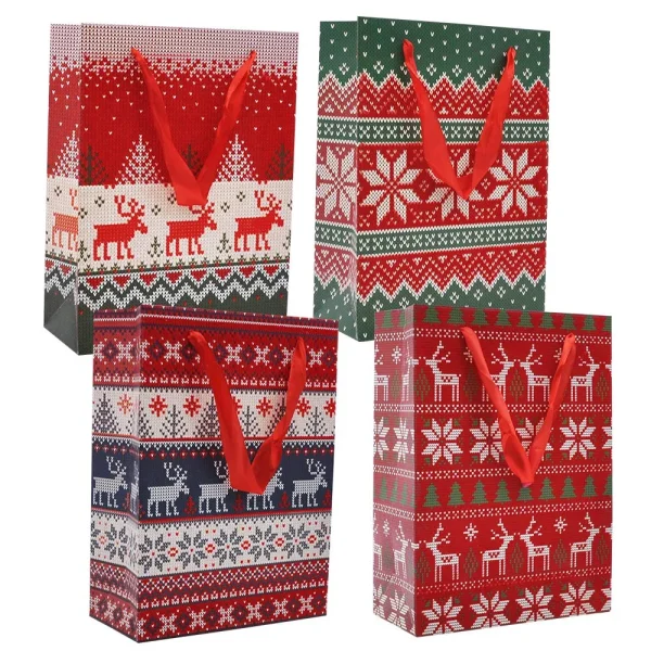 12pcs Christmas Gift Bags With Assorted Christmas Prints 3 12pcs Christmas Gift Bags With Assorted Christmas Prints