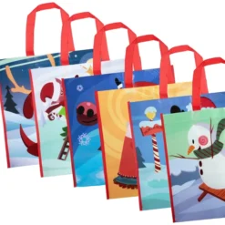 12pcs Reusable Christmas Grocery Bags With Handles -Christmas Favors Shop 12Pcs Christmas Reusable Grocery Bags with Handle 2 result 600x600 1