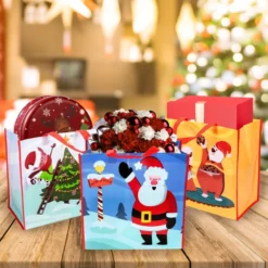 12pcs Reusable Christmas Grocery Bags With Handles -Christmas Favors Shop 12Pcs Christmas Reusable Grocery Bags with Handle 4 result 600x600 1