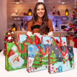 12pcs Large Reusable Christmas Tote Bag 11 12pcs Large Reusable Christmas Tote Bag -Christmas Favors Shop 12Pcs Christmas Tote Bags 2 result 600x600 1