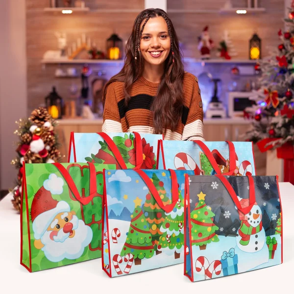 12pcs Large Reusable Christmas Tote Bag 6 12pcs Large Reusable Christmas Tote Bag - Image 4