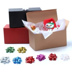 12pcs Paper Kraft Gift Boxes In 3 Colors