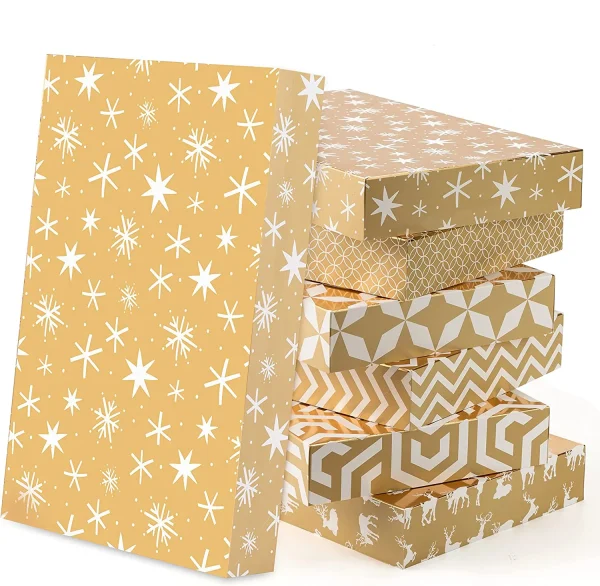 12pcs Foil Golden Patterned Christmas Wrapping Boxes 3 12pcs Foil Golden Patterned Christmas Wrapping Boxes