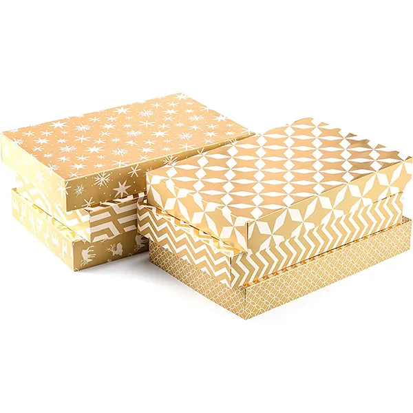 12pcs Foil Golden Patterned Christmas Wrapping Boxes 6 12pcs Foil Golden Patterned Christmas Wrapping Boxes - Image 4