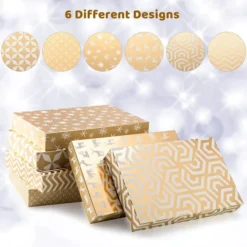 12pcs Foil Golden Patterned Christmas Wrapping Boxes 10 12pcs Foil Golden Patterned Christmas Wrapping Boxes -Christmas Favors Shop 12Pcs Foil Golden Boxes 3 result 600x600 1