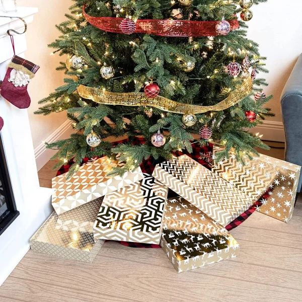 12pcs Foil Golden Patterned Christmas Wrapping Boxes 4 12pcs Foil Golden Patterned Christmas Wrapping Boxes - Image 2