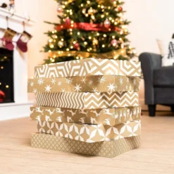 12pcs Foil Golden Patterned Christmas Wrapping Boxes 12 12pcs Foil Golden Patterned Christmas Wrapping Boxes -Christmas Favors Shop 12Pcs Foil Golden Boxes 5 result 600x600 1