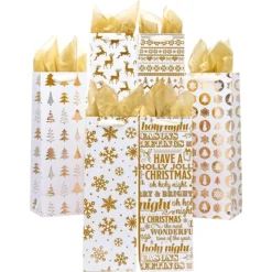 12pcs Christmas Wine Bottle Gift Bags -Christmas Favors Shop 12Pcs Gold Wine Bottle Gift Bags 3