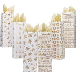 12pcs Christmas Wine Bottle Gift Bags -Christmas Favors Shop 12Pcs Gold Wine Bottle Gift Bags 4