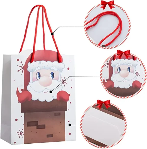 12pcs Christmas Reusable Kraft Paper Bag With Handle 8 12pcs Christmas Reusable Kraft Paper Bag With Handle - Image 6