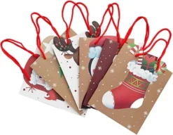 12pcs Christmas Reusable Kraft Paper Bag With Handle 12 12pcs Christmas Reusable Kraft Paper Bag With Handle -Christmas Favors Shop 12Pcs Kraft Gift Bags 2 600x466 1