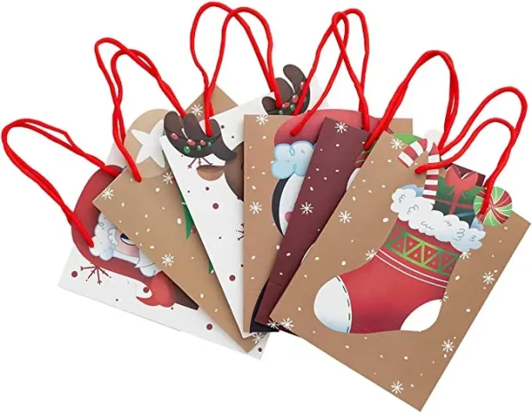 12pcs Christmas Reusable Kraft Paper Bag With Handle 7 12pcs Christmas Reusable Kraft Paper Bag With Handle - Image 5