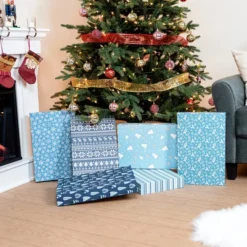 12pcs Snowy Blue Shirt Christmas Gift Box -Christmas Favors Shop 12Pcs Snowy Blue Shirt Wrap Boxes 4 result 600x600 1