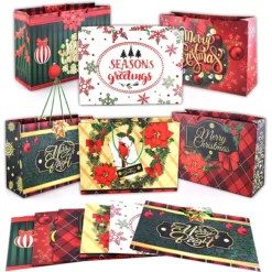 12pcs Large Christmas Gift Bags -Christmas Favors Shop 12Pcs Vintage Set XL Paper Bags 1
