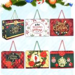 12pcs Large Christmas Gift Bags -Christmas Favors Shop 12Pcs Vintage Set XL Paper Bags 6 result result 600x600 1