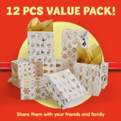 12pcs Christmas Gold Foil Gift Bags -Christmas Favors Shop 12pcs Christmas Gold Foil Gift Bags 6 600x600 1