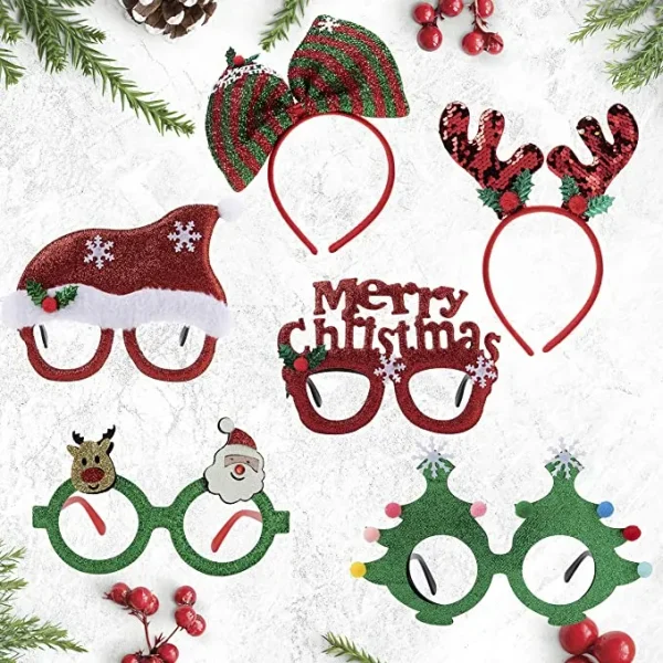 12pcs Christmas Headbands And Glasses Frames Set 8 12pcs Christmas Headbands And Glasses Frames Set - Image 6