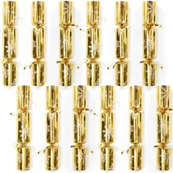 12pcs Gold Snowflakes Christmas Party Crackers