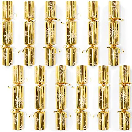 12pcs Gold Snowflakes Christmas Party Crackers 3 12pcs Gold Snowflakes Christmas Party Crackers