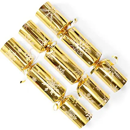 12pcs Gold Snowflakes Christmas Party Crackers 4 12pcs Gold Snowflakes Christmas Party Crackers - Image 2