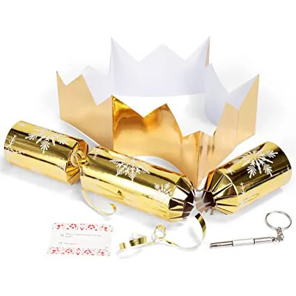 12pcs Gold Snowflakes Christmas Party Crackers 7 12pcs Gold Snowflakes Christmas Party Crackers - Image 5
