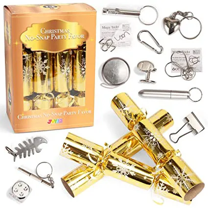 12pcs Gold Snowflakes Christmas Party Crackers 8 12pcs Gold Snowflakes Christmas Party Crackers - Image 6