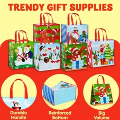 12pcs Extra Large Reusable Christmas Tote Bag 11 12pcs Extra Large Reusable Christmas Tote Bag -Christmas Favors Shop 12pcs Extra Large Reusable Christmas Tote Bag 5 600x600 1