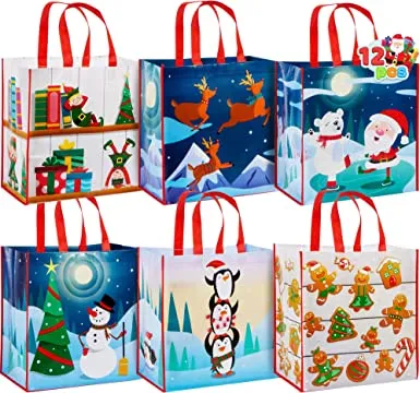 12pcs Large Tote Bags Late Night Christmas Colors 4 12pcs Large Tote Bags Late Night Christmas Colors - Image 2