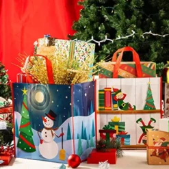 12pcs Large Tote Bags Late Night Christmas Colors