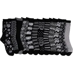 12pcs Womens Christmas Patterned Crew Socks -Christmas Favors Shop 12pcs Womens Christmas Patterned Crew Socks 2