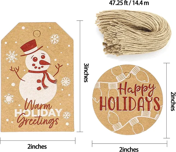 144pcs Assorted Kraft Paper Gift Tags With Prints - Image 3