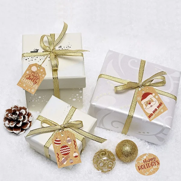 144pcs Assorted Kraft Paper Gift Tags With Prints - Image 4