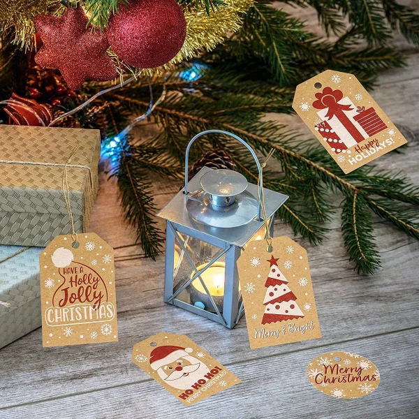 144pcs Assorted Kraft Paper Gift Tags With Prints - Image 5