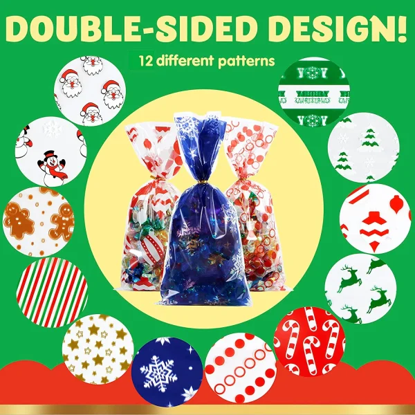 144pcs Christmas Cellophane Goodie Bags 4 144pcs Christmas Cellophane Goodie Bags - Image 2