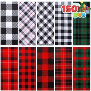 150pcs Black And White Buffalo Plaid Tissue Paper 4 150pcs Black And White Buffalo Plaid Tissue Paper - Image 2
