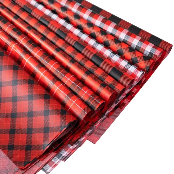 150pcs Red Black Buffalo Buffalo Plaid Tissue Paper 5 150pcs Red Black Buffalo Buffalo Plaid Tissue Paper - Image 3