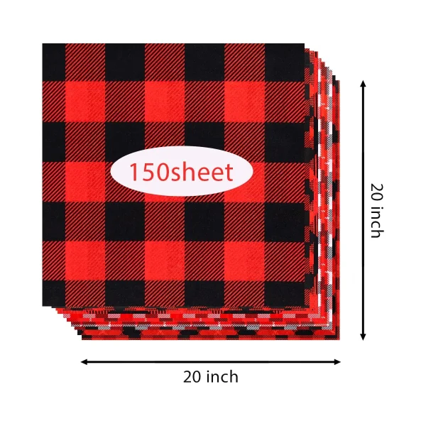 150pcs Red Black Buffalo Buffalo Plaid Tissue Paper 6 150pcs Red Black Buffalo Buffalo Plaid Tissue Paper - Image 4