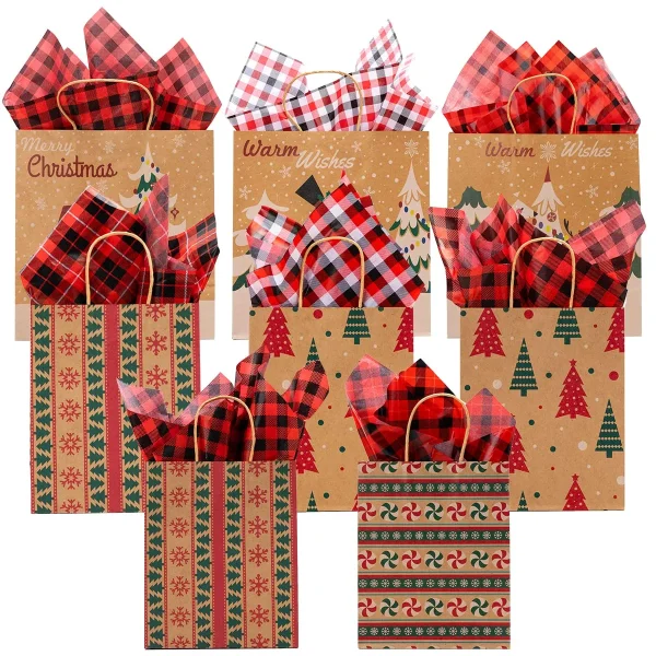 150pcs Red Black Buffalo Buffalo Plaid Tissue Paper 7 150pcs Red Black Buffalo Buffalo Plaid Tissue Paper - Image 5