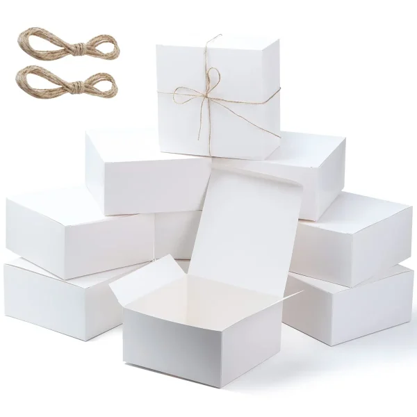 15pcs White Christmas Gift Boxes With Hemp Ropes 3 15pcs White Christmas Gift Boxes With Hemp Ropes