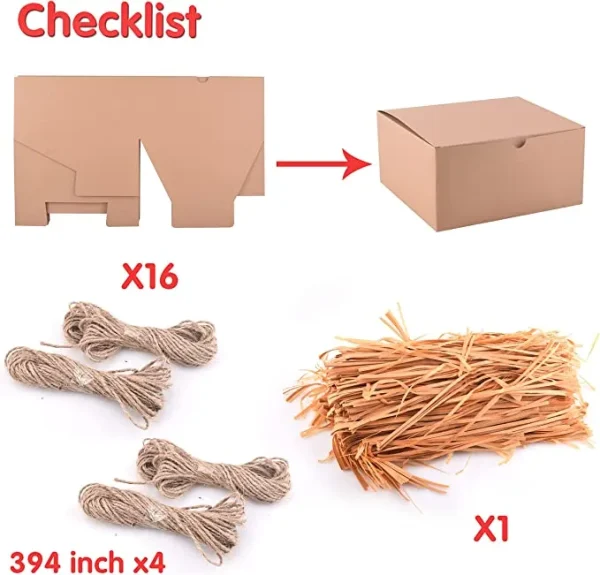 16pcs Christmas Kraft Gift Boxes With Grass Twines 4 16pcs Christmas Kraft Gift Boxes With Grass Twines - Image 2