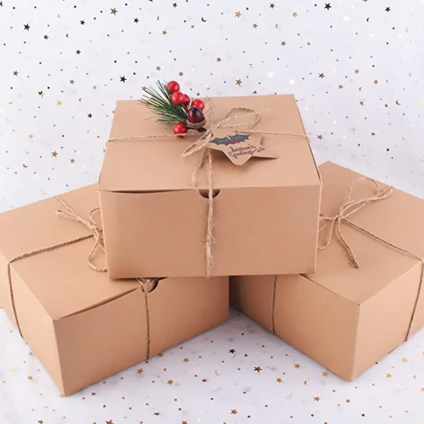 16pcs Christmas Kraft Gift Boxes With Grass Twines 5 16pcs Christmas Kraft Gift Boxes With Grass Twines - Image 3