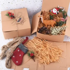 16pcs Christmas Kraft Gift Boxes With Grass Twines 13 16pcs Christmas Kraft Gift Boxes With Grass Twines -Christmas Favors Shop 16Pcs Kraft Paper Assorted Gift Box Set with Grass Twines 6 600x600 1